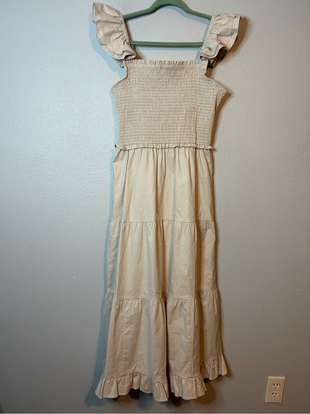 Chelsea & Theodore cream tiered maxi dress